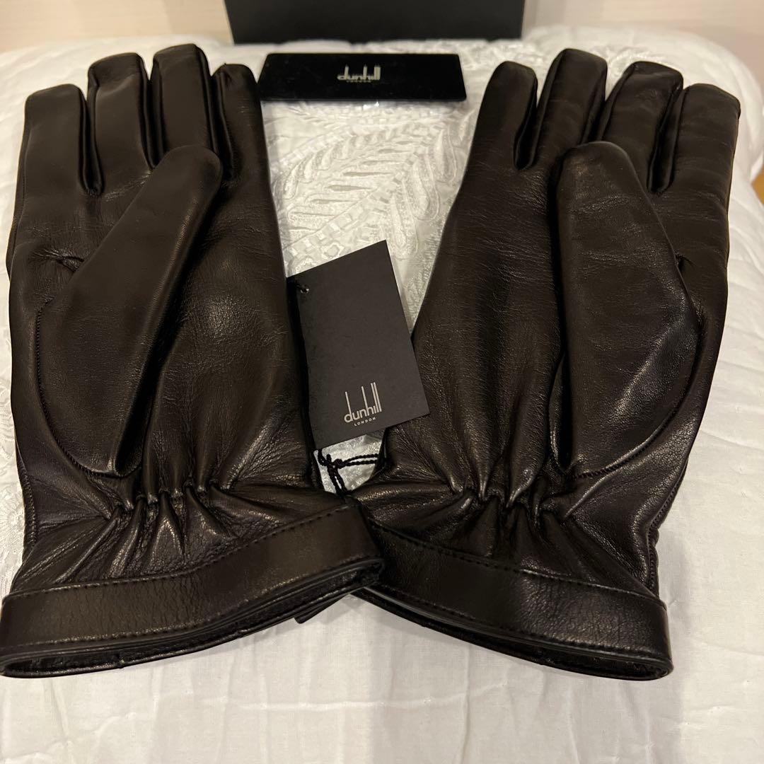 未使用　ダンヒル　最高級レザー手袋　カシミヤ100 黒　8.5サイズ