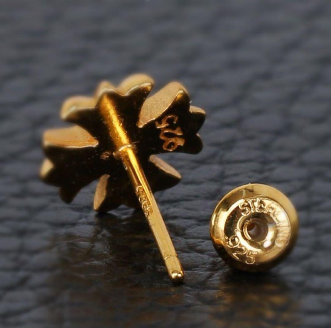 22k スタッドピアス　chプラス　ワンダイヤ　ゴールド メンズ　片耳 クロス