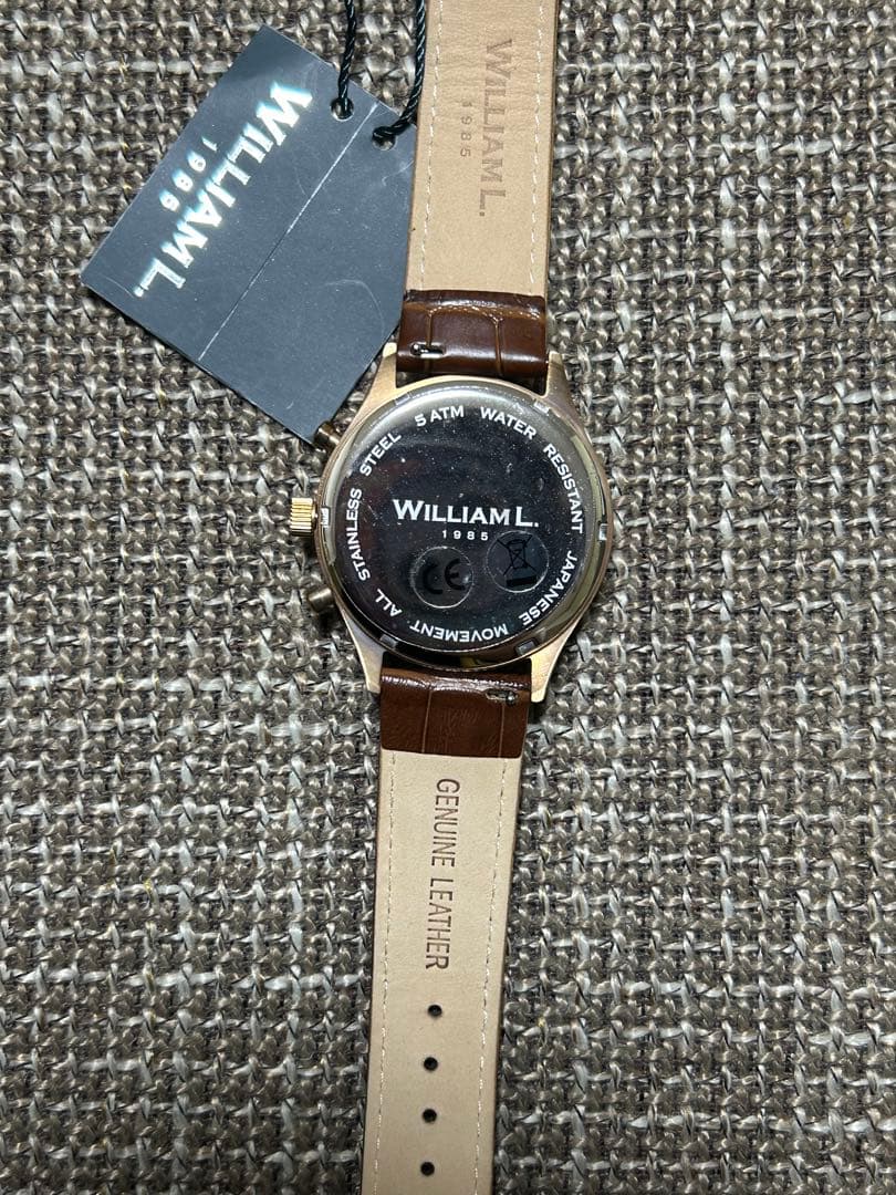 ウィリアムエル 腕時計 メンズ クロノグラフ シンプル 革 レザー ベルト