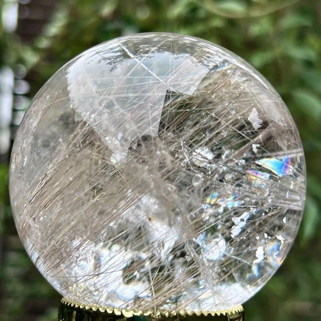 超激煌 美宝珠 極上別格品 ルチルインクォーツ 丸玉 天然石 プラチナ シルバー