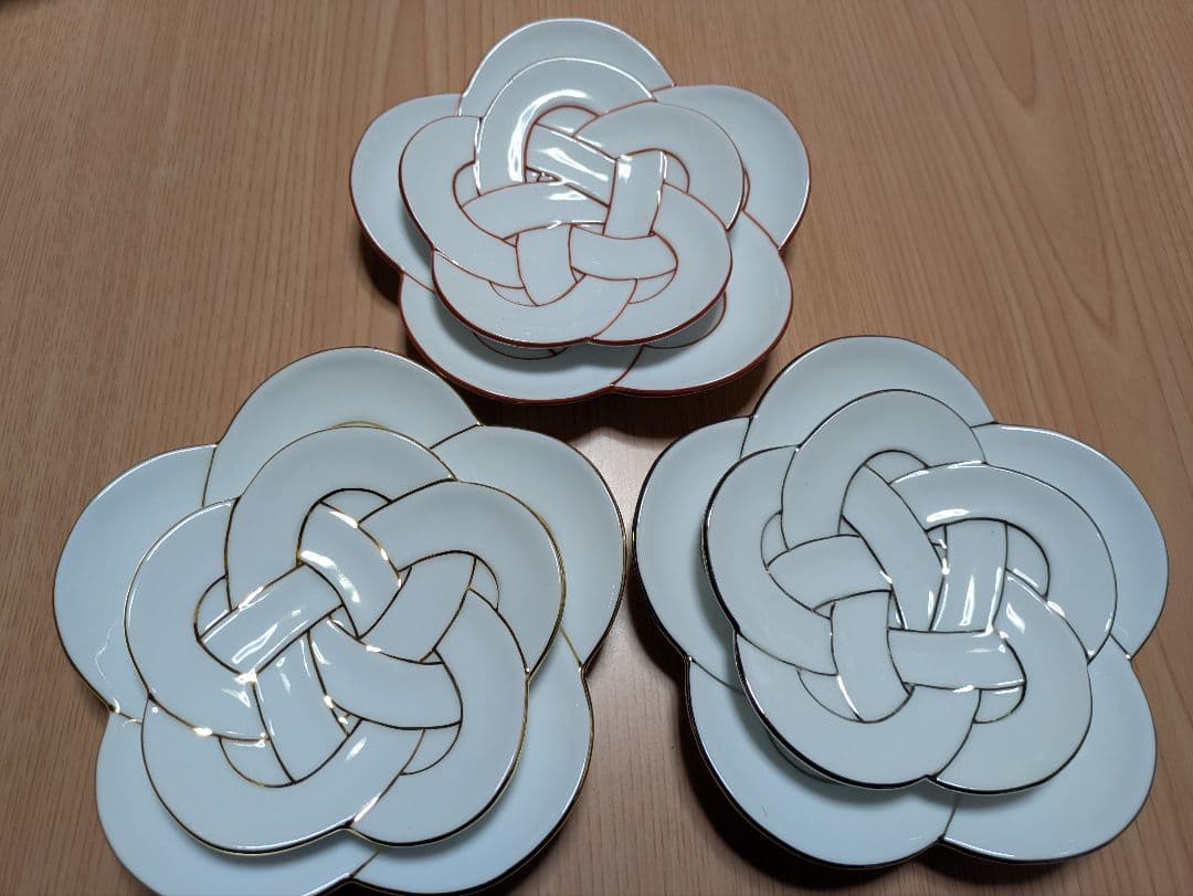 結び皿小皿中皿金銀朱セット