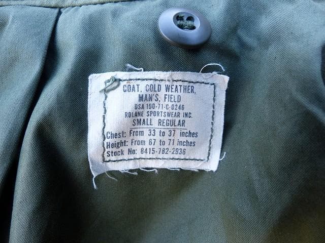 米軍実物 1971” M65フィールドジャケット S-R　アルミ　2nd　282