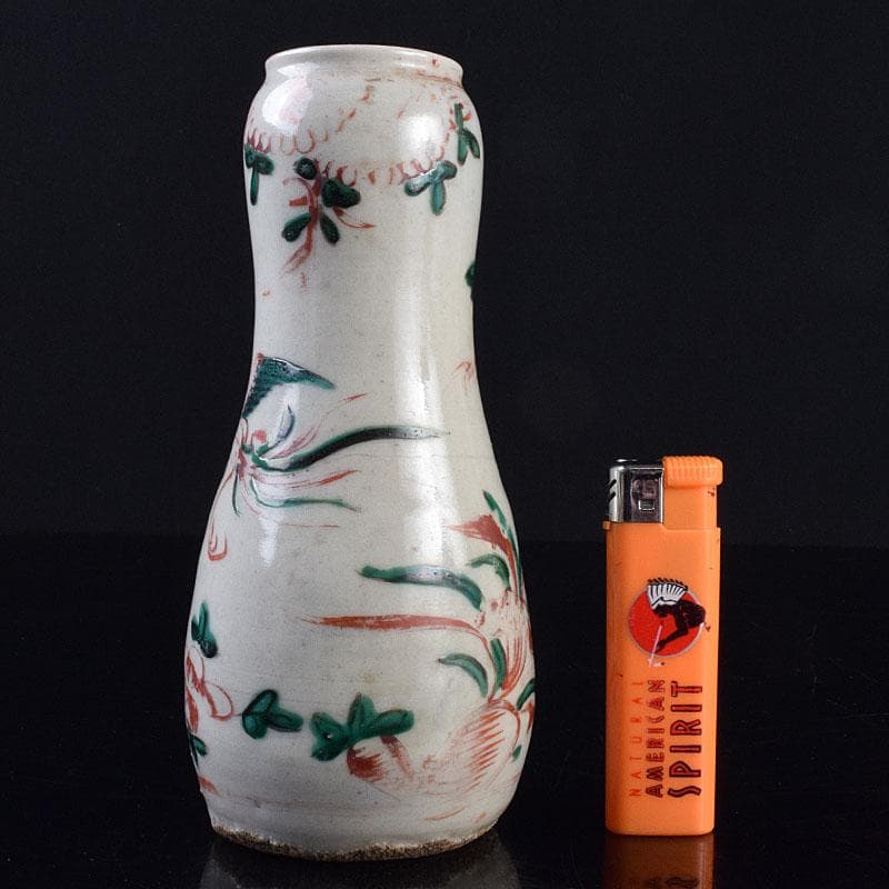 九谷焼　古九谷　赤絵花鳥文　花生　杓立　V　R9178