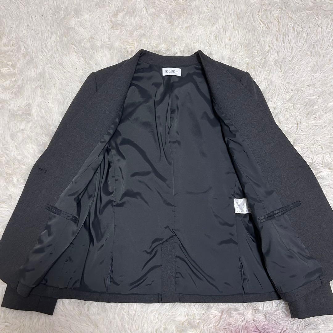 PLST セットアップ ウォッシャブル ノーカラージャケット 上L下M