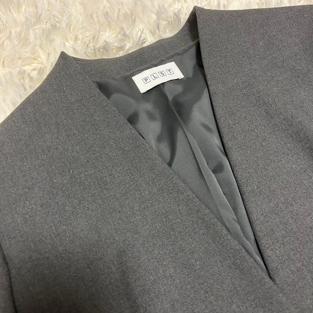 PLST セットアップ ウォッシャブル ノーカラージャケット 上L下M