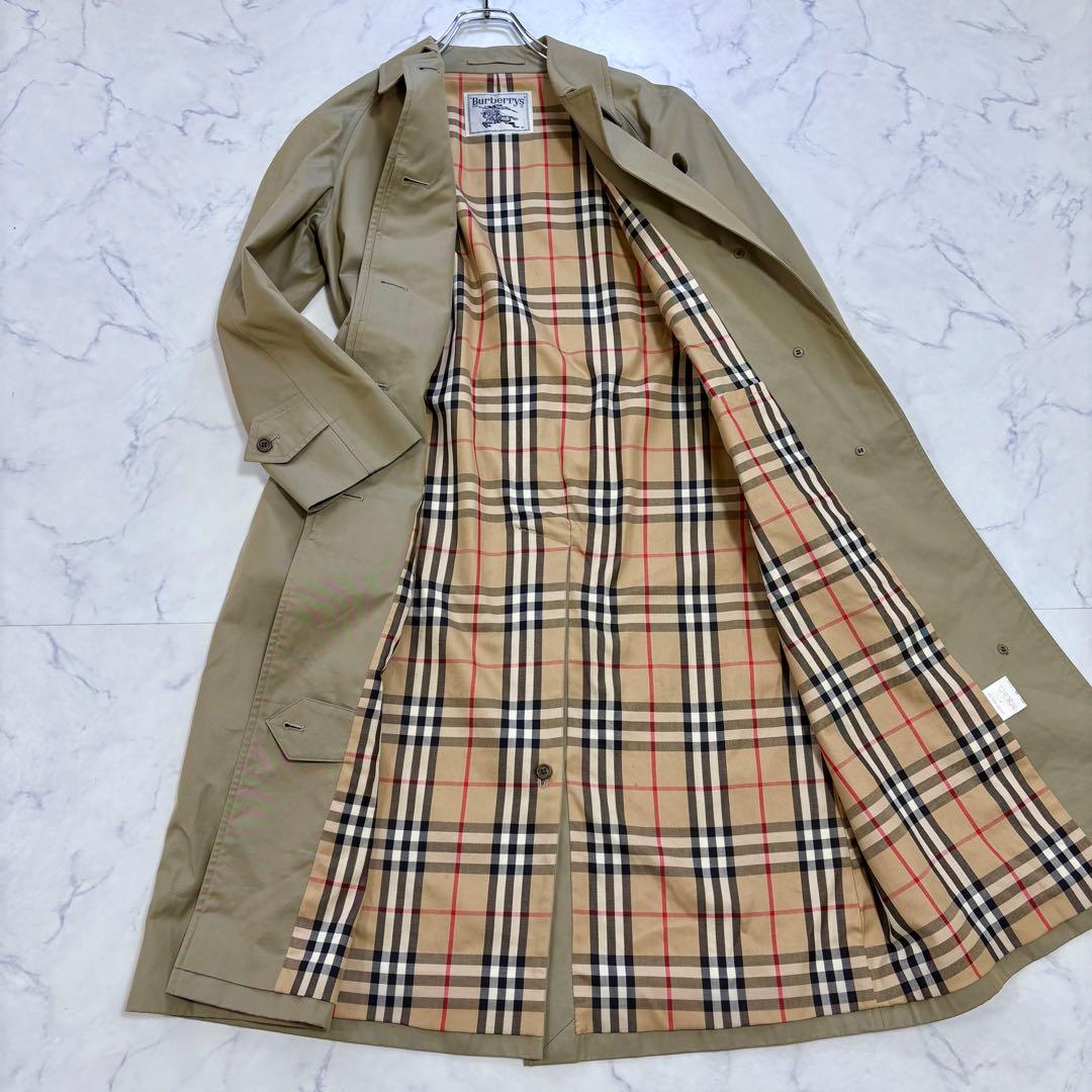 美品 BURBERRY バーバリー ロング ステンカラーコート L ノバチェック