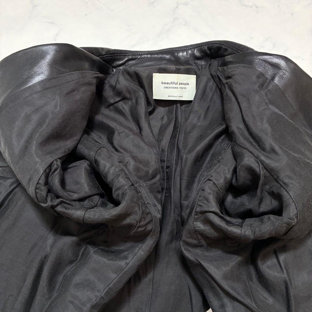 美品✨ビューティフルピープル　ダブルライダース ラムレザー 羊革 160 黒