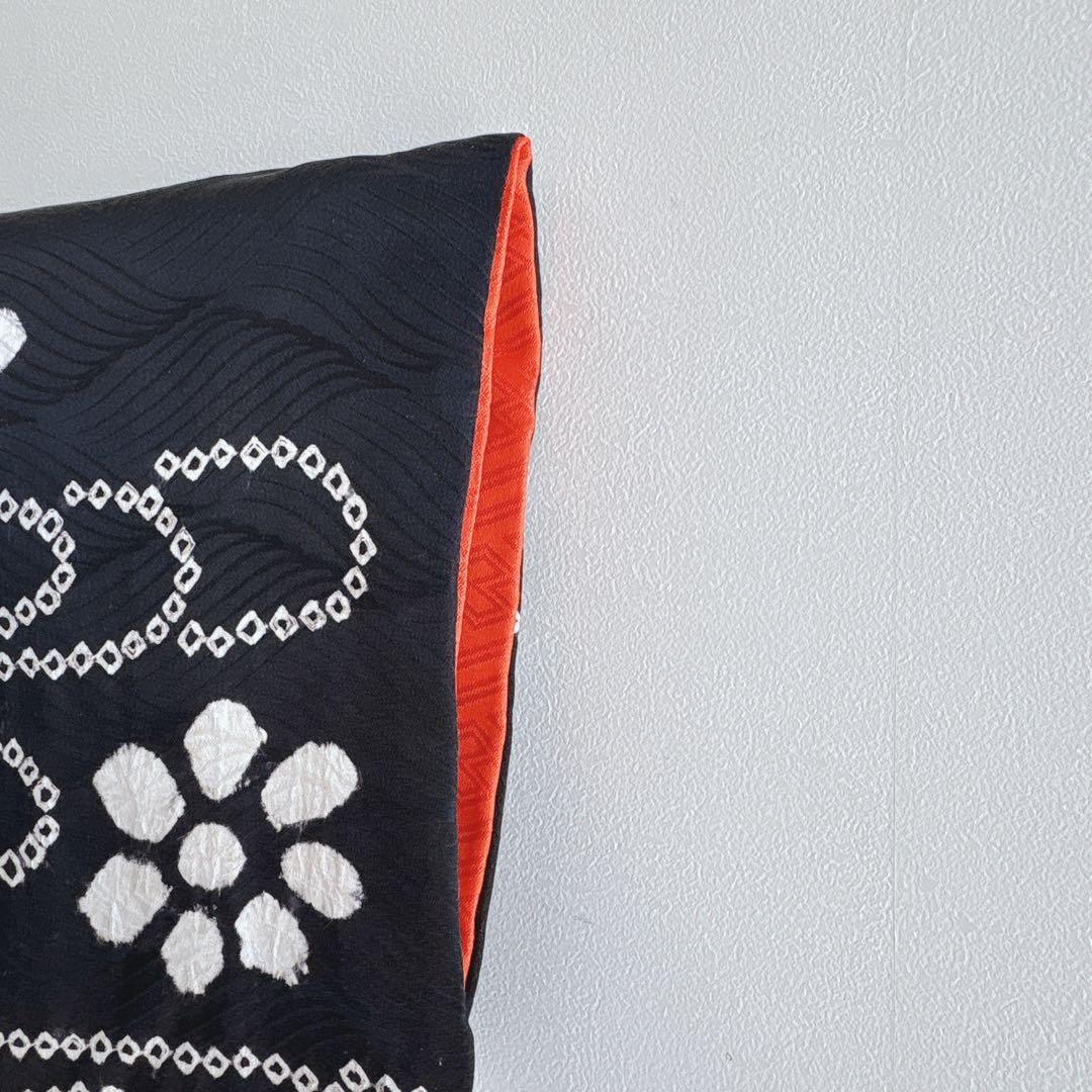 フルセット　七五三　７歳女の子　白地　しぼり貝合せ　丸帯黒地　簡単半襟　7301