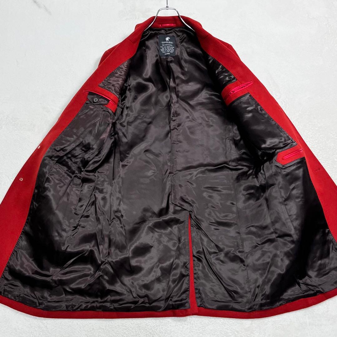 美品『LOVELESS ラブレス』チェスターコート ボルドー ウール 三陽商会