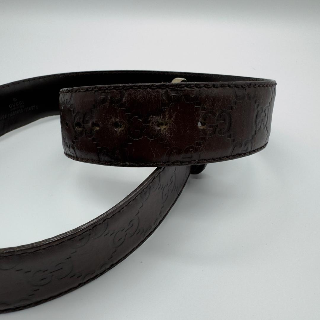 Gucci グッチ　インターロッキング　 グッチシマ　ブラウンレザーベルト