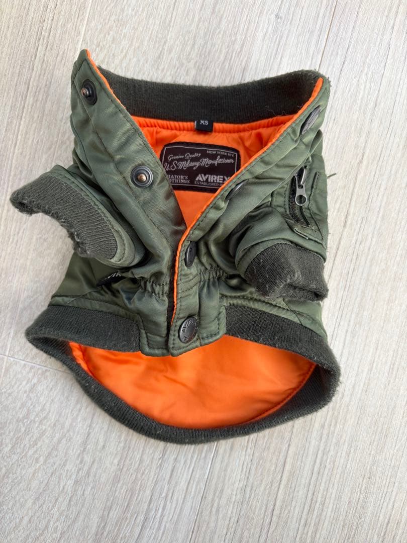 AVIREX 犬服 MA-1 定番のカーキ、ブラック2枚セット　XS