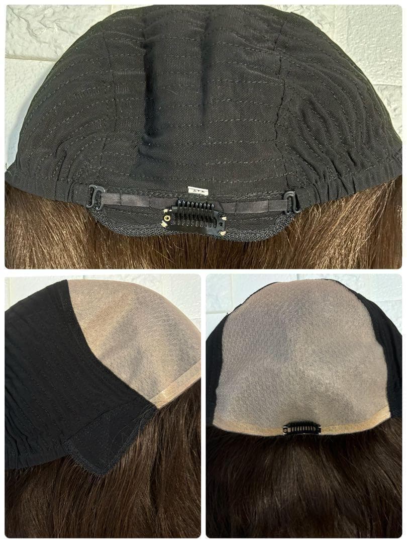 レミー　人毛100%　医療用　フルウイッグ　人工肌　自然　ロングストレート　茶色