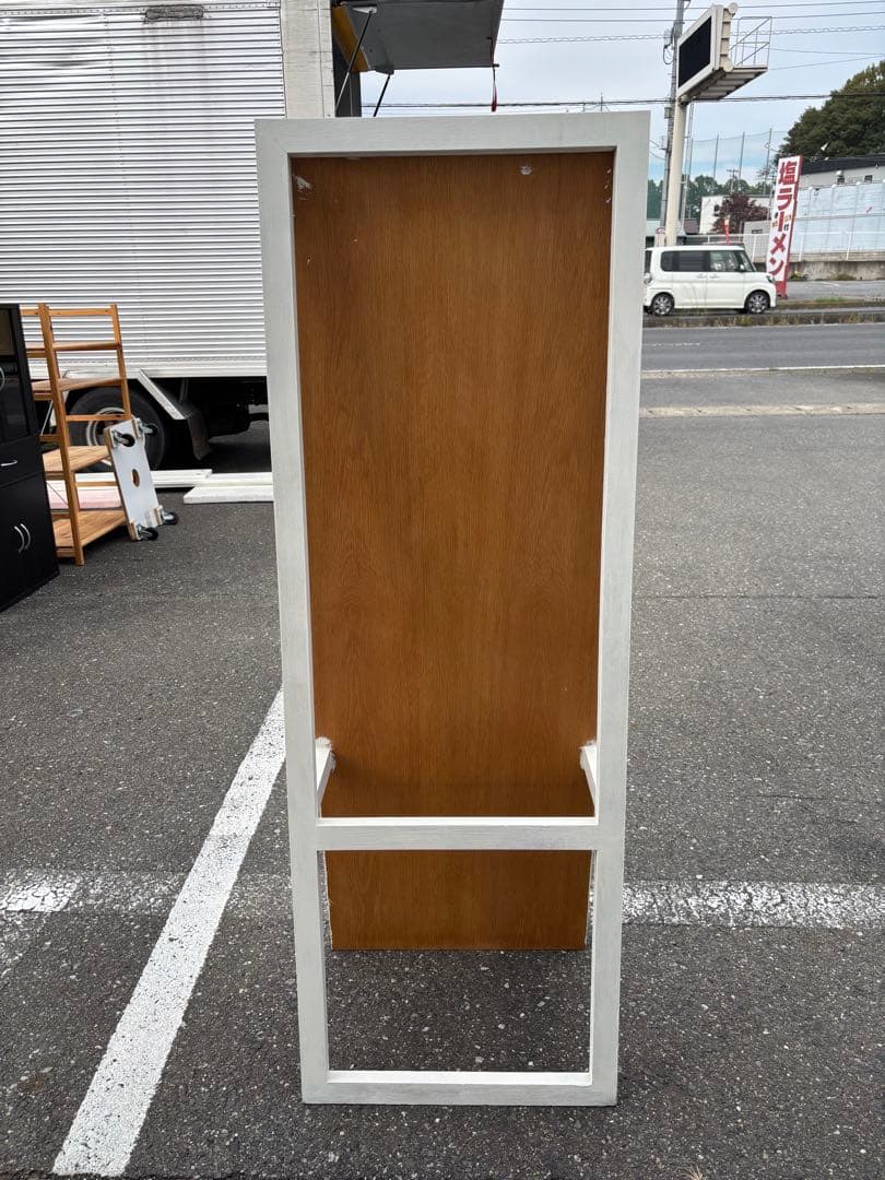 木枠スタンドミラー 全身鏡 姿見 ホワイト