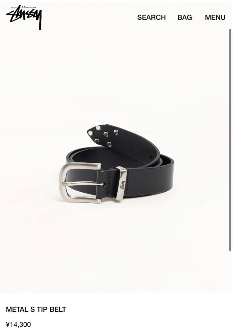 Stussy L S TIP BELT ブラック S/M