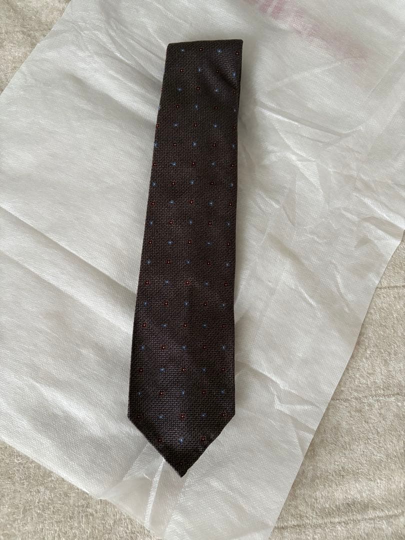 ジュストビスポーク　ネクタイ　ブラウン　小紋　シャロン購入