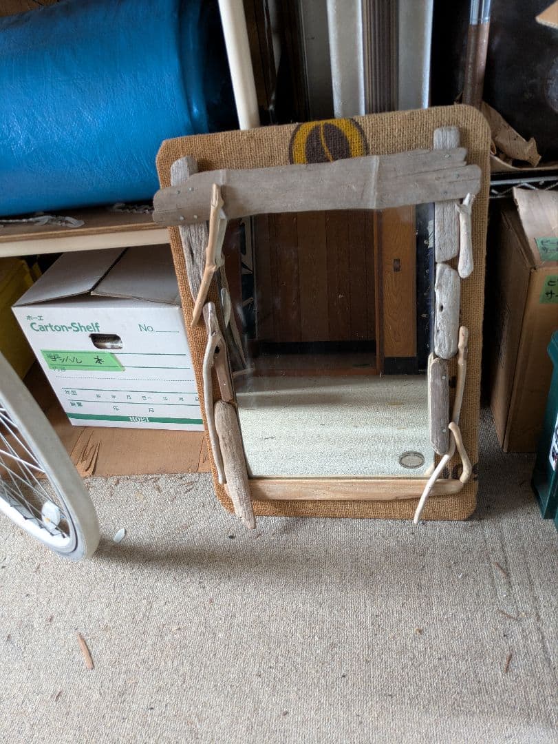 流木使用のスタンドミラー 中型　手作り