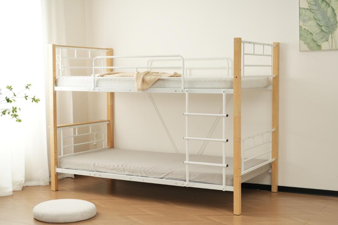 赤字価格！数量限定！コンセント付き二段ベッド　分割可能ロフトベッド　WHITE