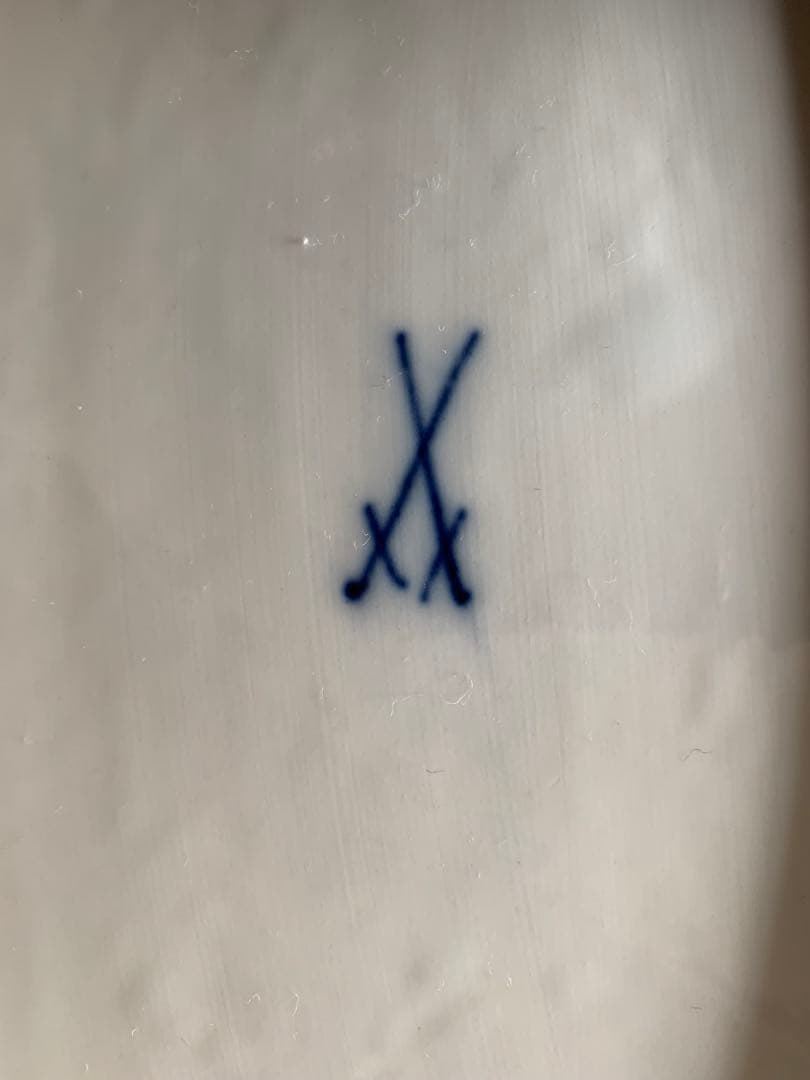 ボタン剣マイセンのオーバル大皿(約60cmX約29cm)