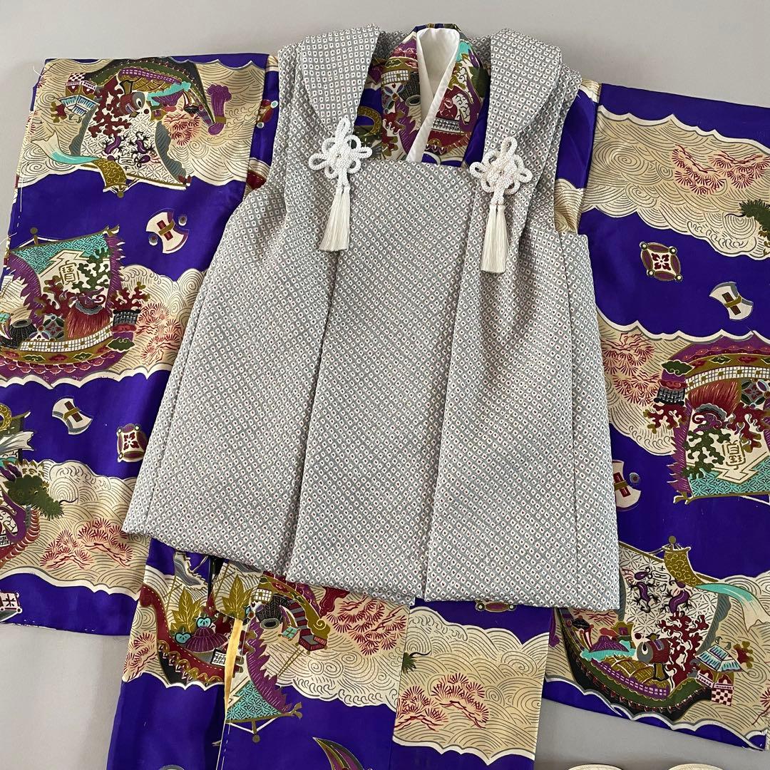 七五三　3歳　アンティークお着物セット　正絹　総絞り被布　雪駄