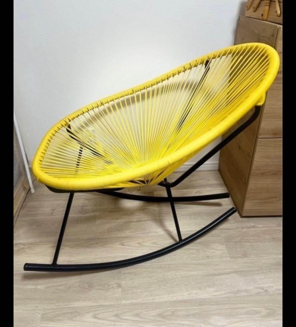 アカプルコチェア風 の黄色 ロッキングチェア　(直接お取引可能の方)