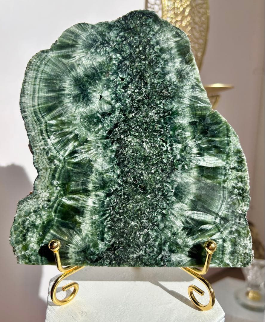 《鉱物アート》セラフィナイトプレート　バイカル湖由来・羽根状結晶の一点物 スラブ