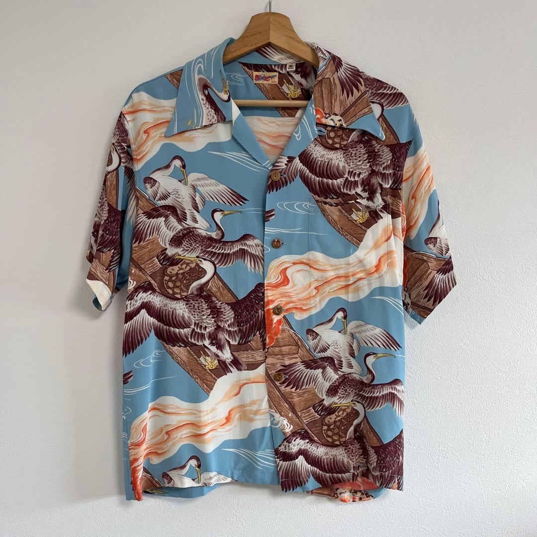 ち*い様 美品‼︎sunsurf アロハシャツ 和柄 鵜飼 縮緬