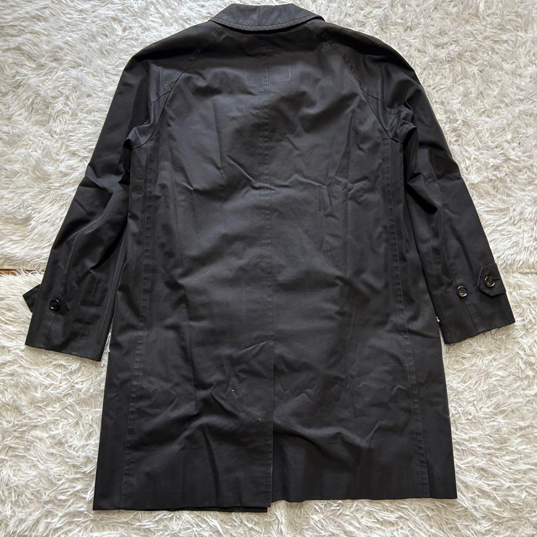 【】バーバリーロンドン ステンカラーコート 黒 ノバチェック ライナー