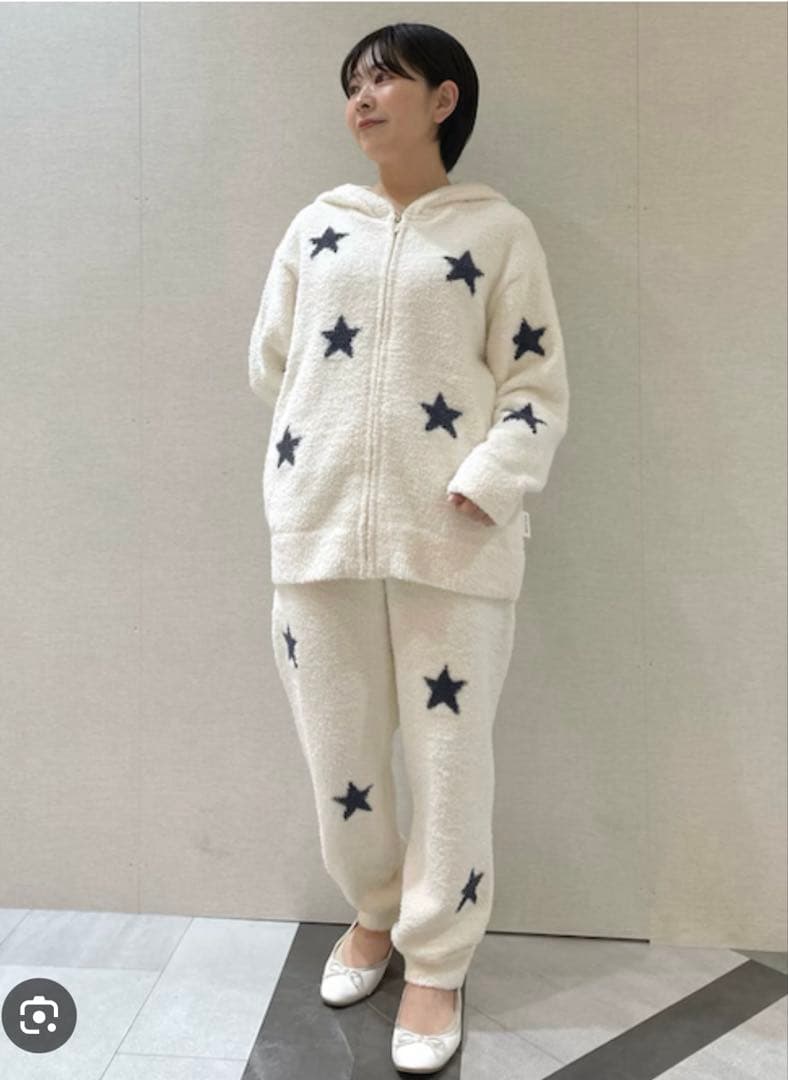 美品 ジェラートピケ パウダースタージャガード　ロングパンツ