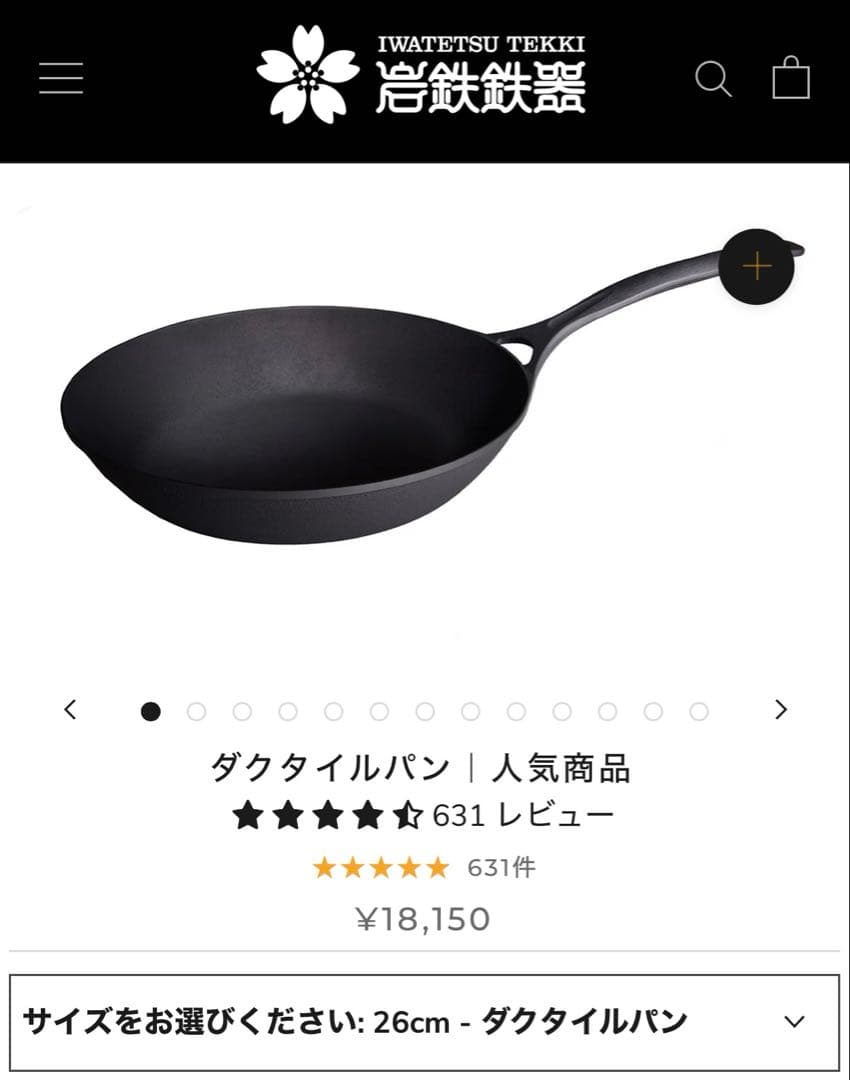 岩鉄鉄器　ダクタイルパン　26cm 新品未使用