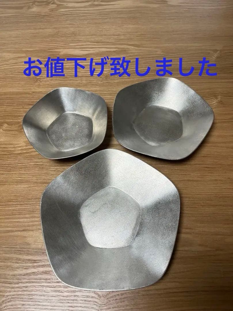 希少です。 能作錫100%のお皿(つばき) M.S.SSの３点セット