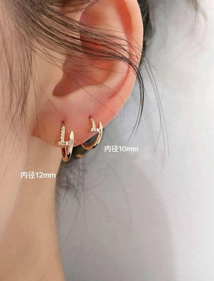 mamy K18YG 内径10mm 片耳2番　フープピアス(ダイヤなし)