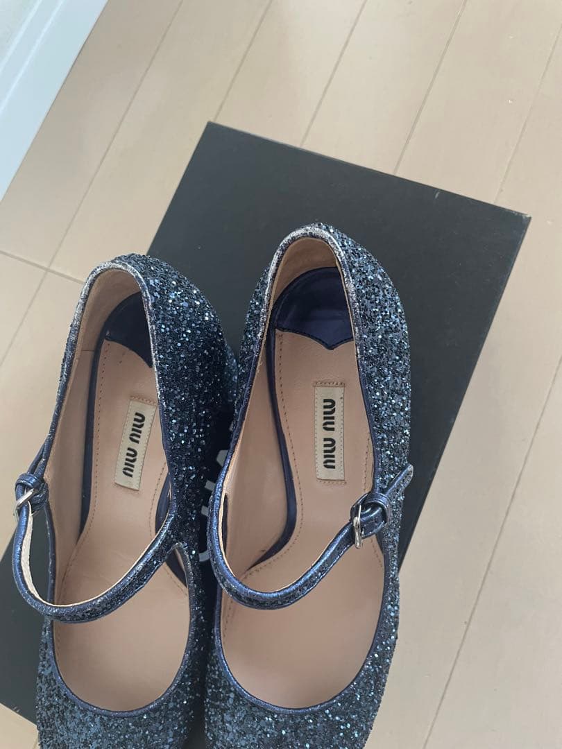 miumiu キラキラ　メリージェーン　パンプス