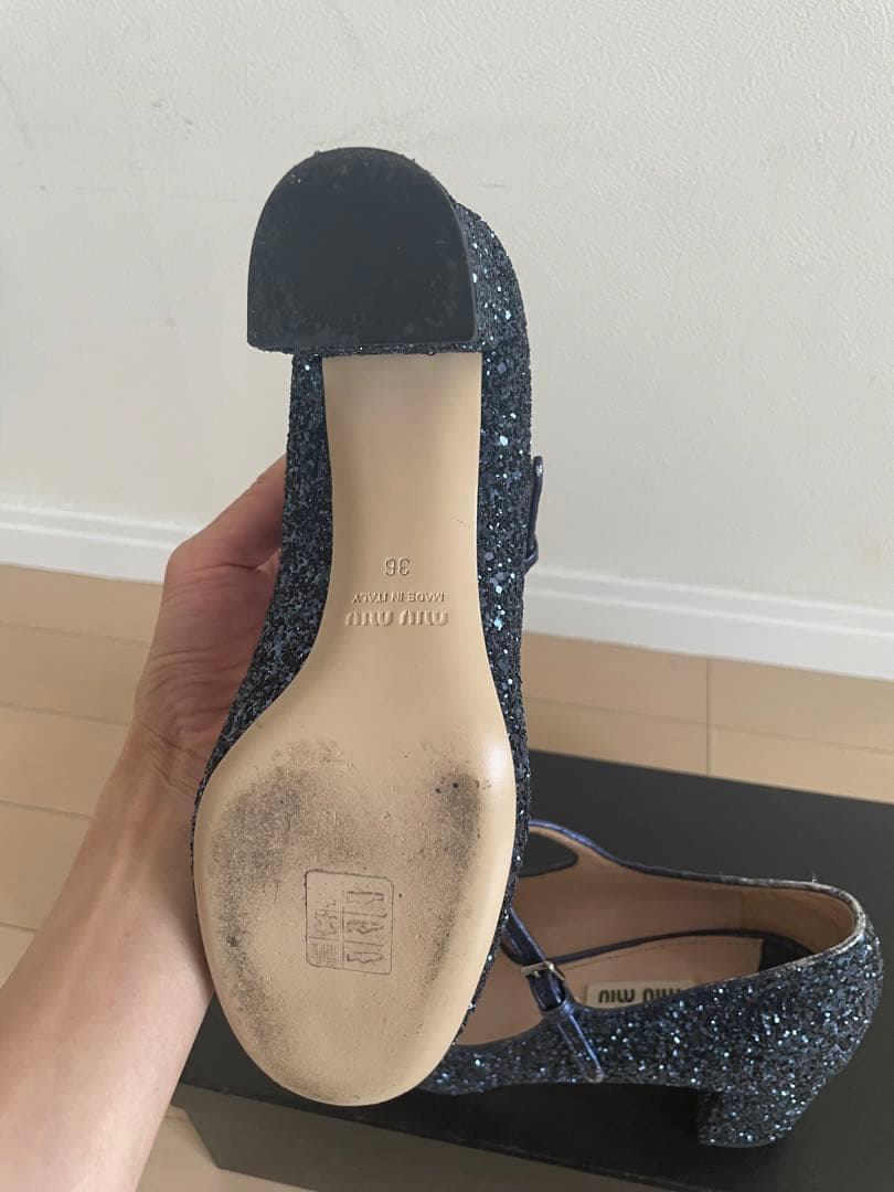 miumiu キラキラ　メリージェーン　パンプス