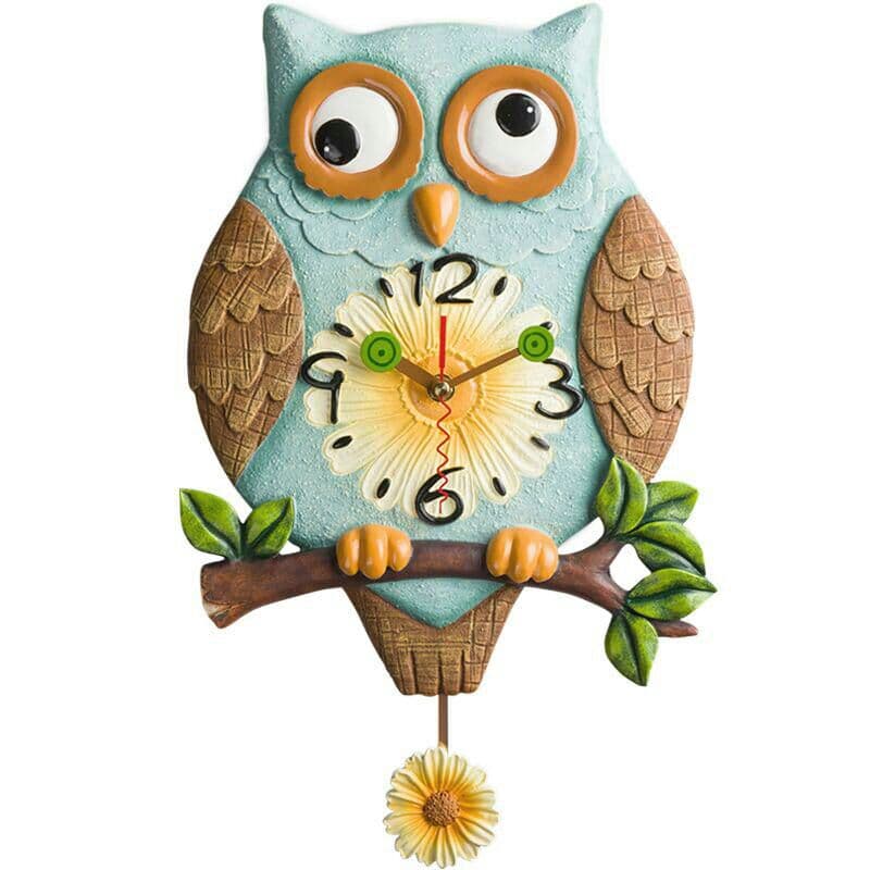 フクロウ時計掛け時計田園風時計客間創意現代アートアメリカーノ装飾石英時計