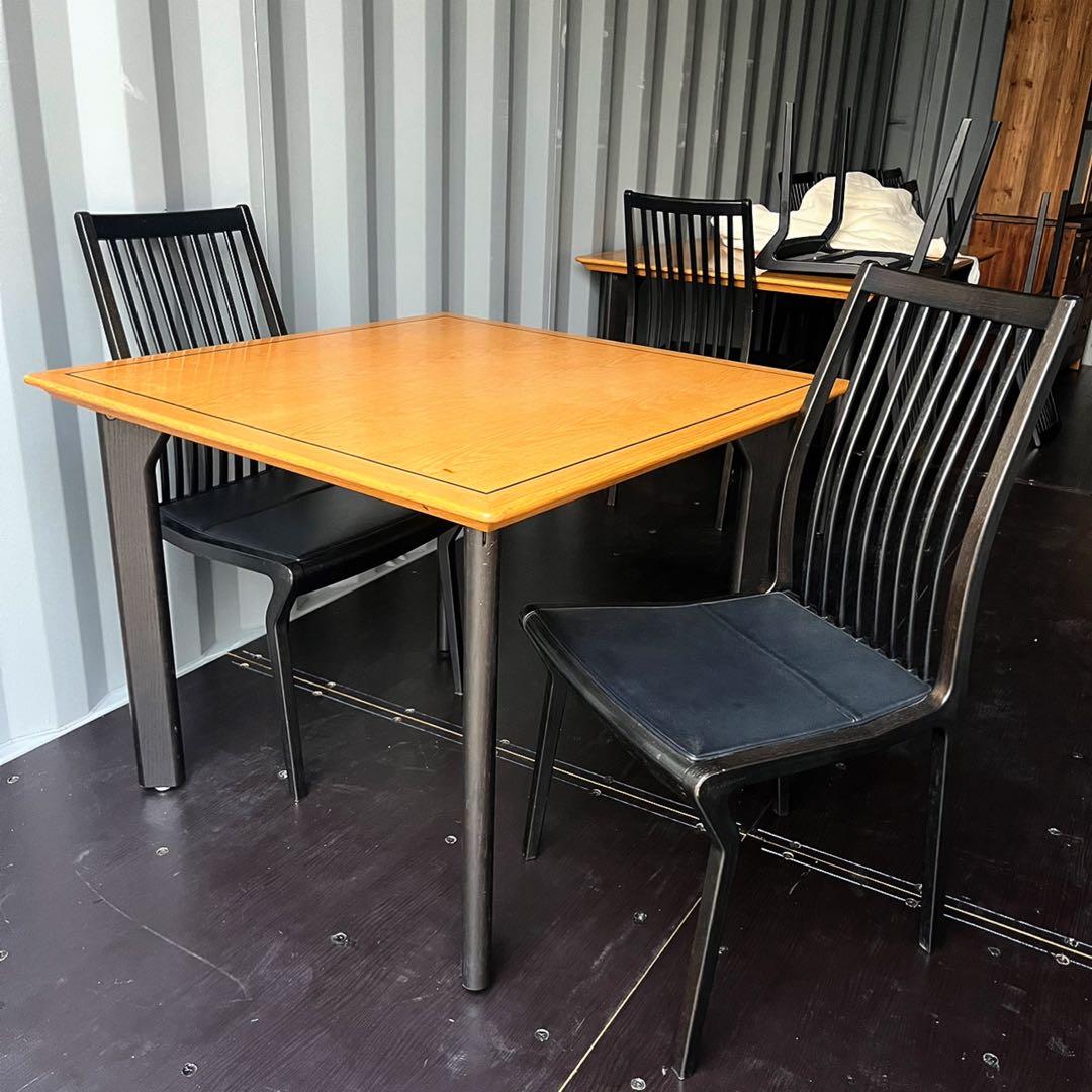 取付無料！天童木工 北欧モダン風正方形ダイニングテーブル＆ダイニングチェア２脚