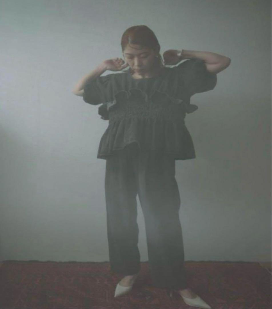 トップス papier denim louise blouse/black
