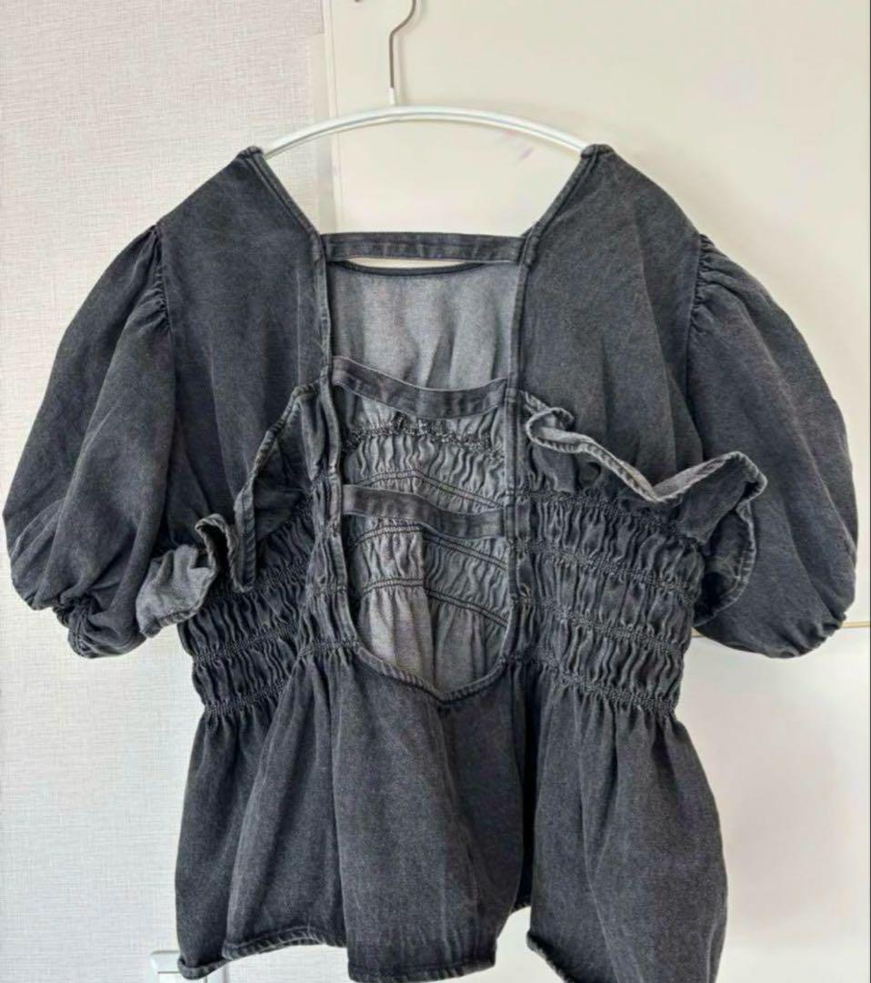 トップス papier denim louise blouse/black