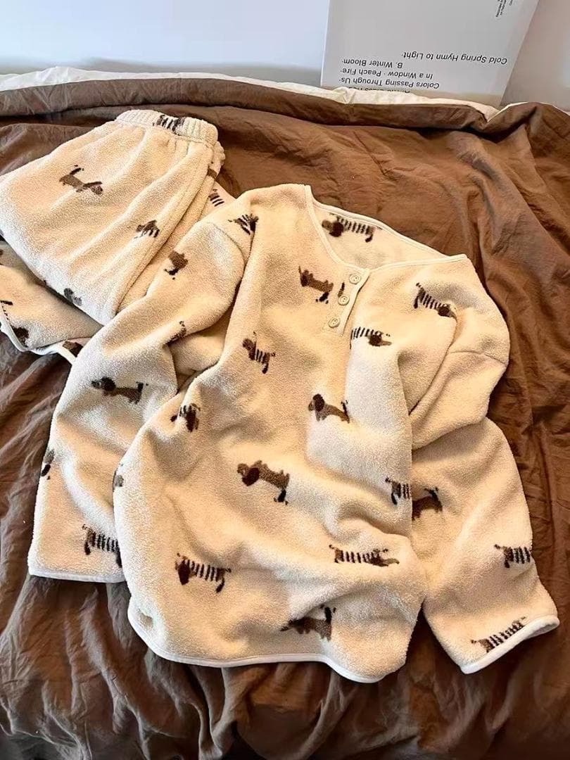 犬柄フリースルームウェア