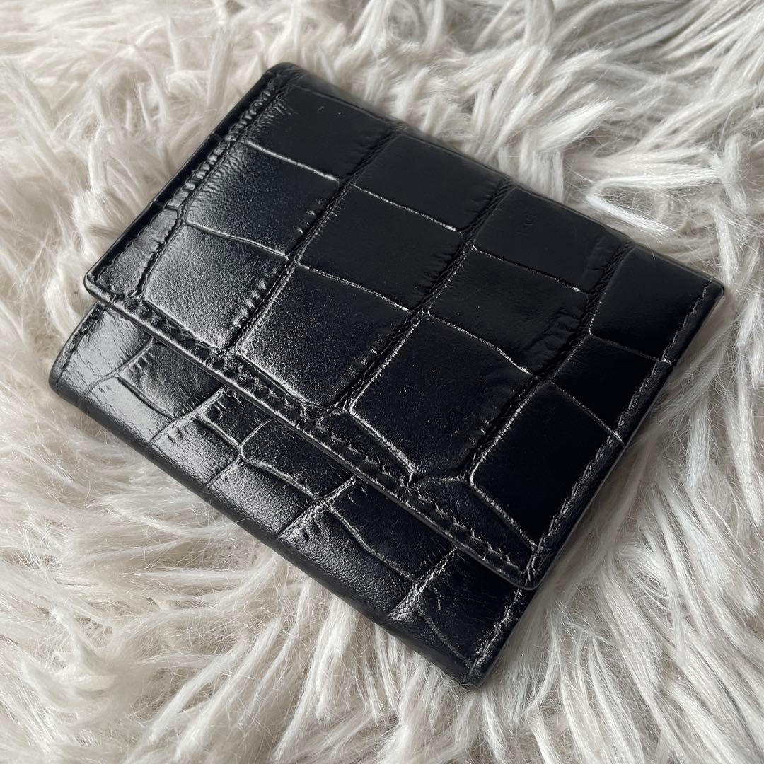 【極美品】エッティンガー ケース クロコ型押し ブラック