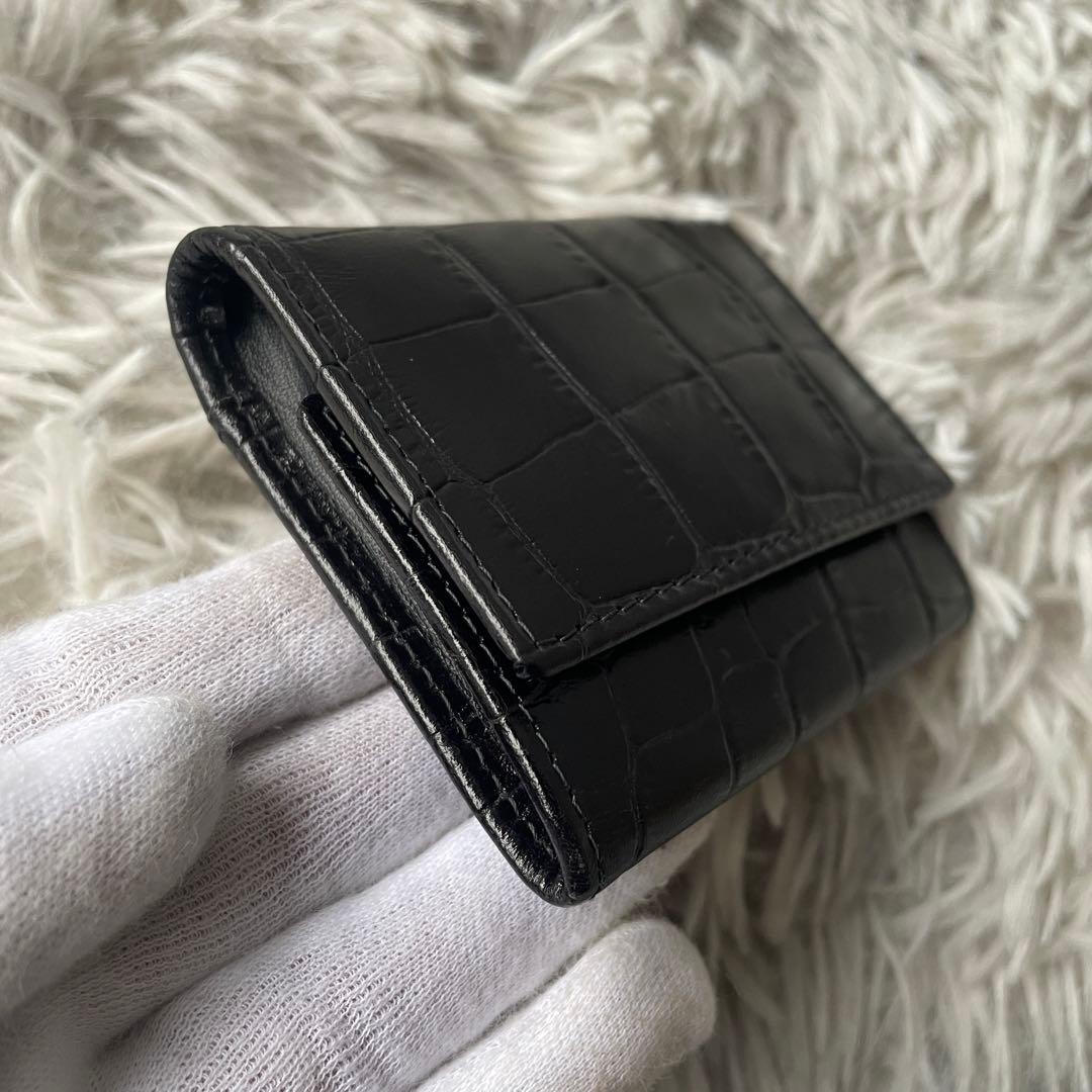 【極美品】エッティンガー ケース クロコ型押し ブラック