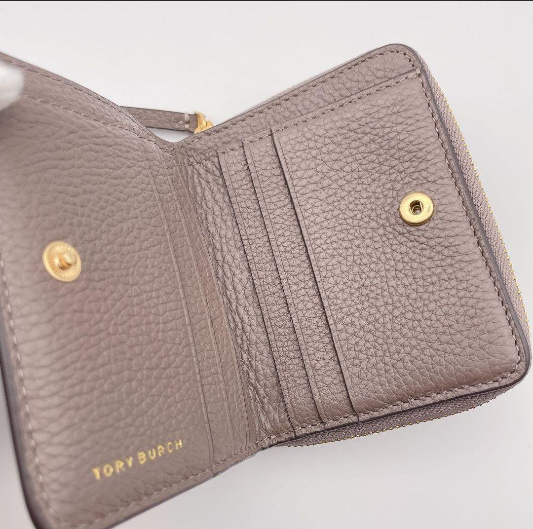 【美品】トリーバーチ 二つ折り財布 グレージュ