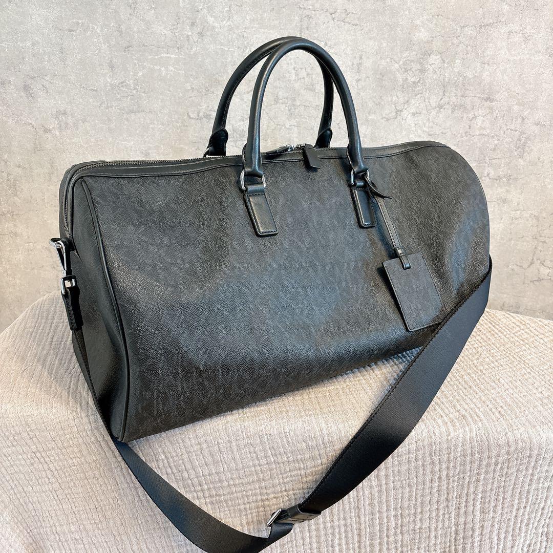 極美品 マイケルコース MK柄 PVC ボストンバッグ 2way ブラック