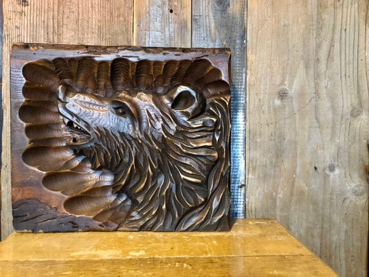 熊 木彫 壁掛け レリーフ