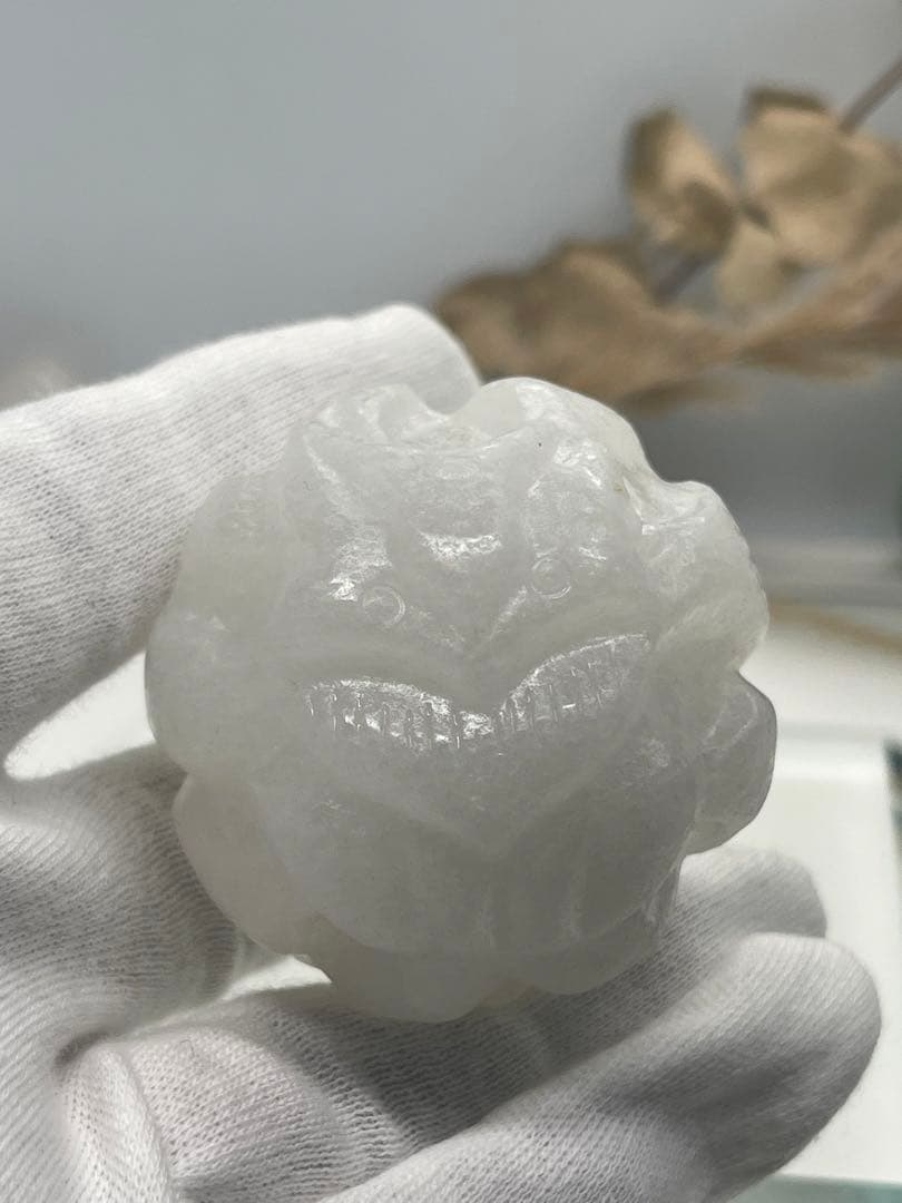 ポンポン様9【1859】九尾裏蝶々彫りスフィア アラバスター