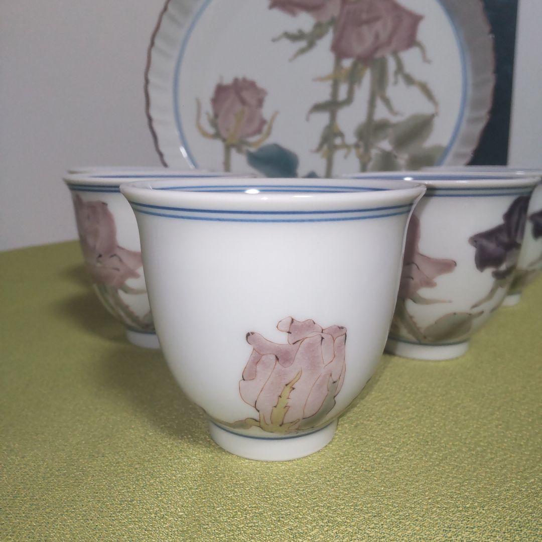 九谷焼 作家 武腰潤 人間国宝 希少 食器セット ローズ 薔薇 皿 プレート