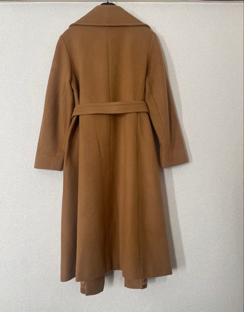 カシミヤ100 ロングガウンコート　女優襟　キャメル