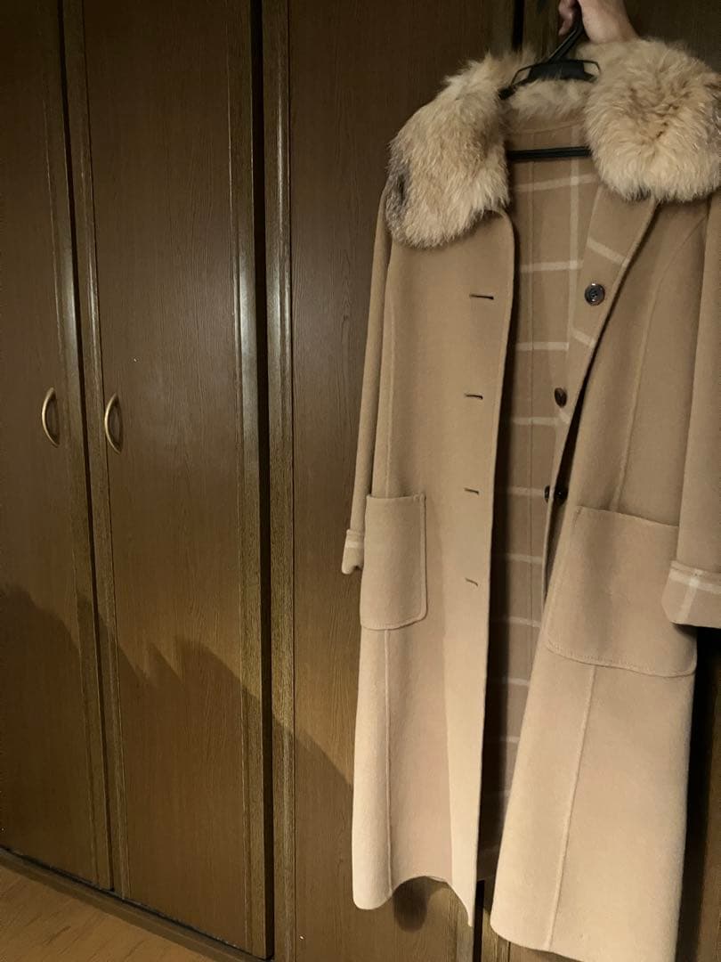 【未使用】Harrods ハロッズ ファーリバーシブルロングコート ベージュ 1