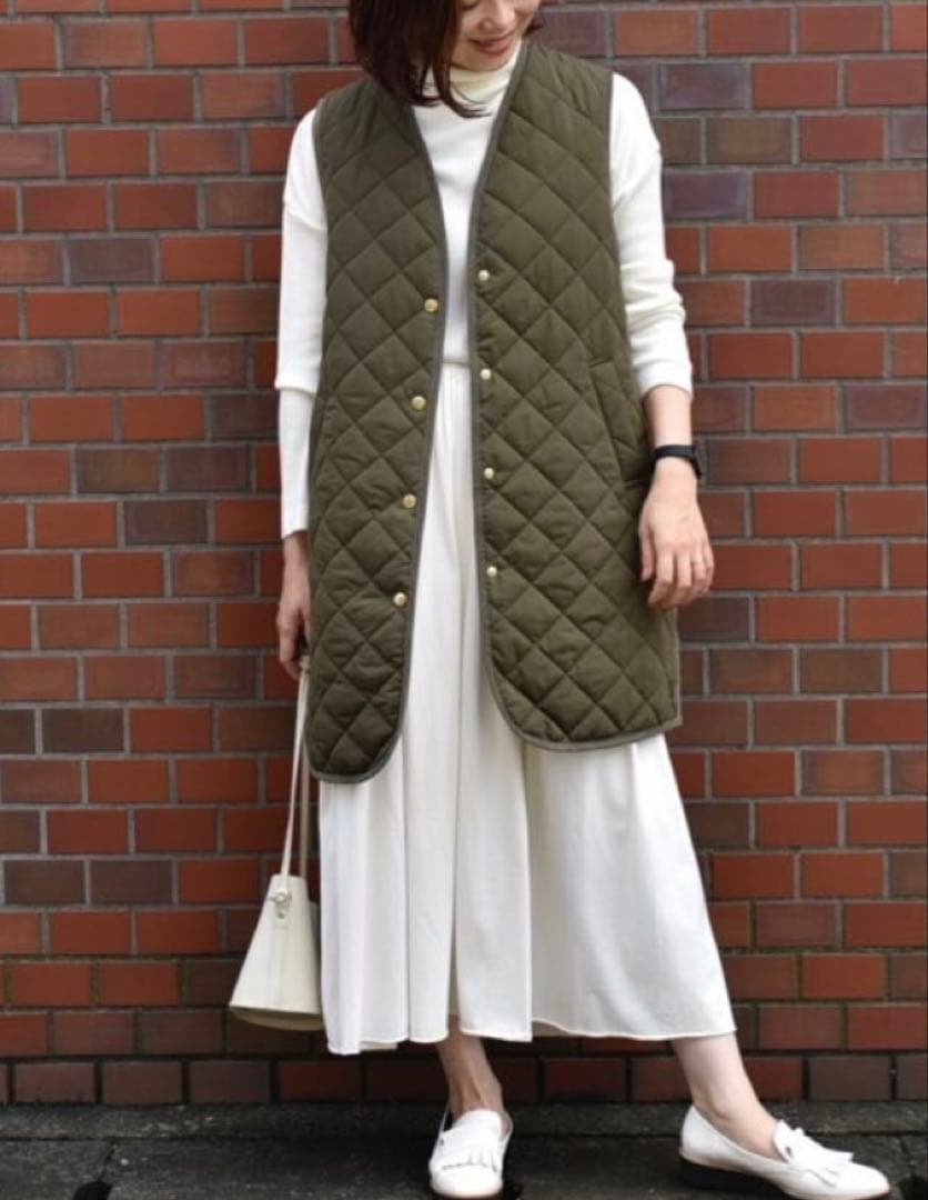 our ロング丈のキルティングベスト