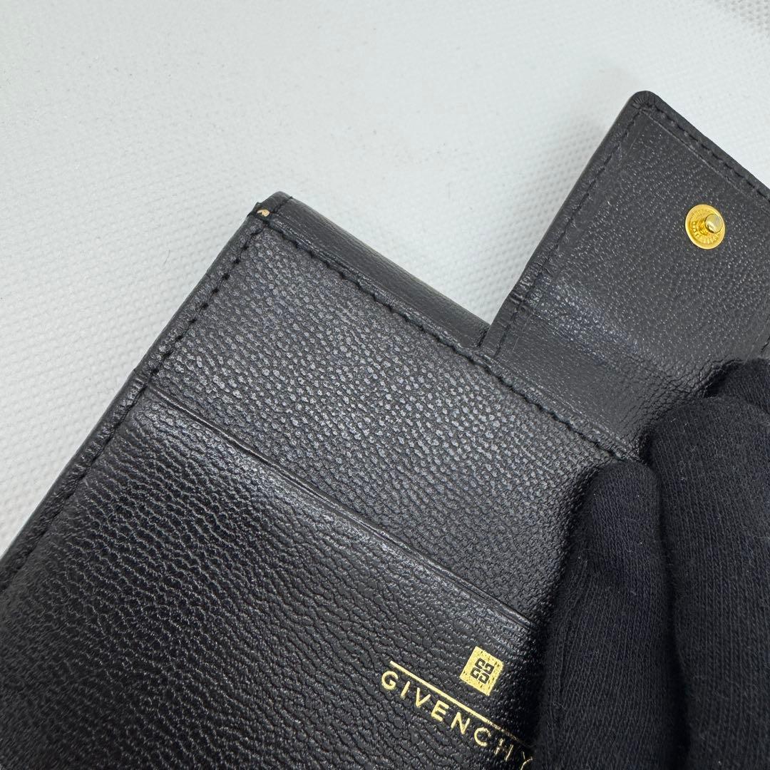 美品 ジバンシー 二つ折財布 ブラック レザー ブランドロゴ