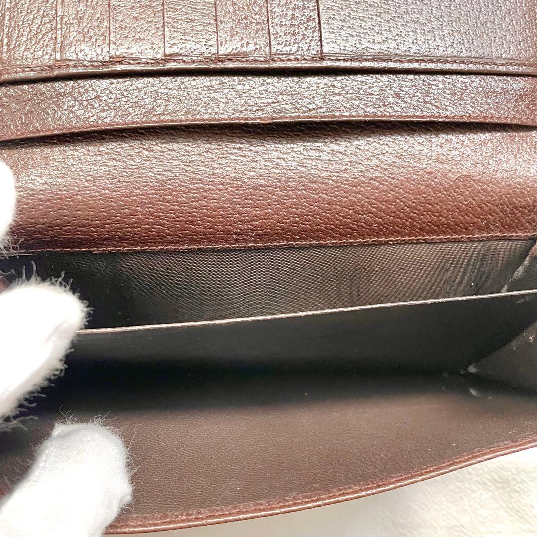 グッチ　長財布　GGキャンバス　ロゴプレート　Wホック　ブラウン　1118-④